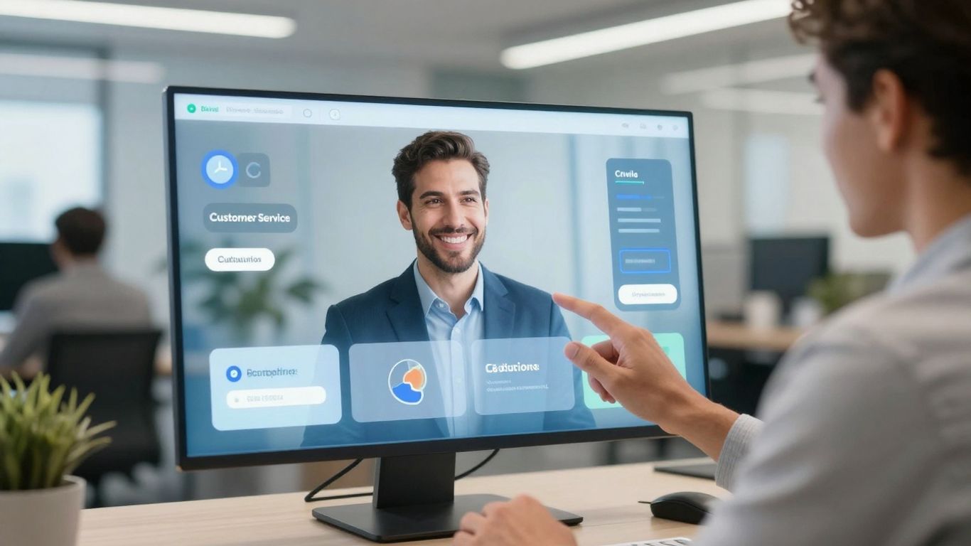 AI virtual receptionist assisting a business professional.