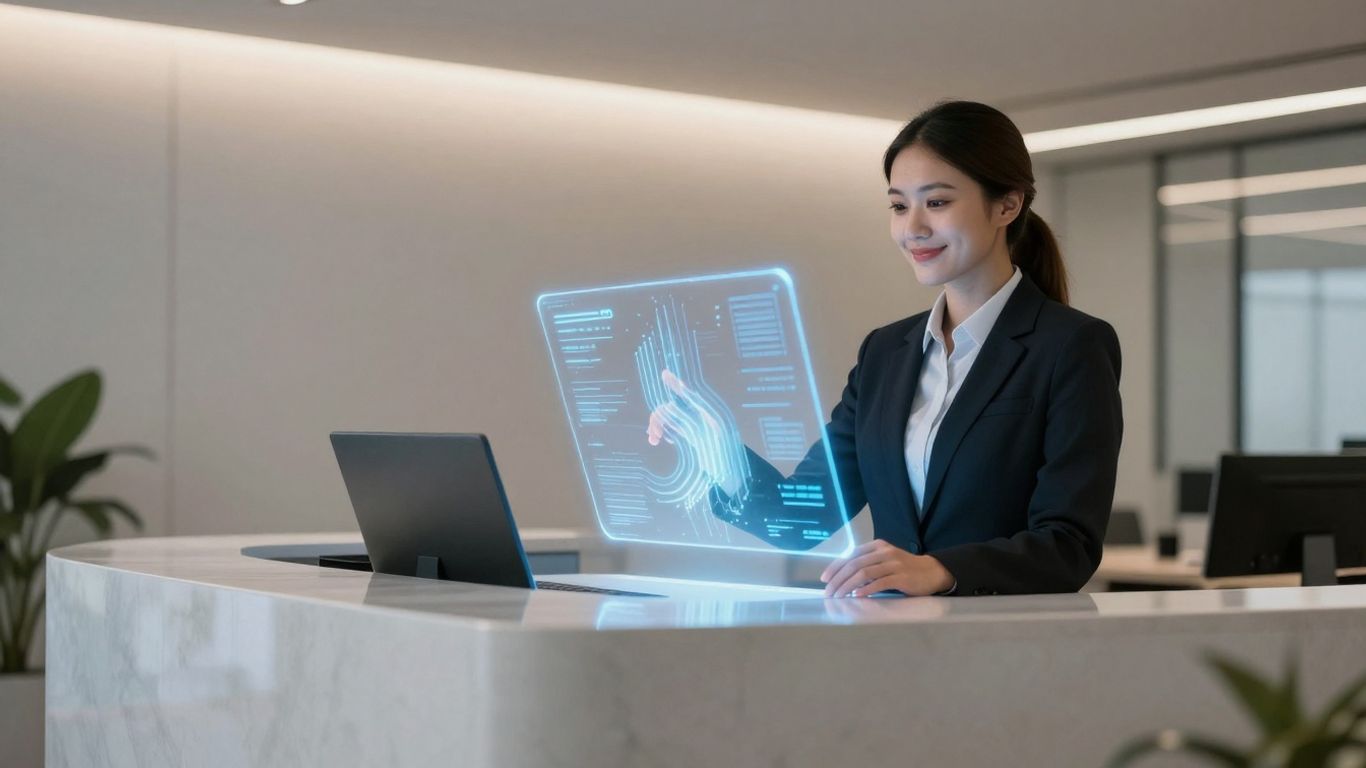 AI receptionist assisting a business professional.