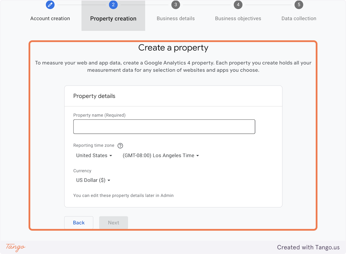 We need to create your property now.