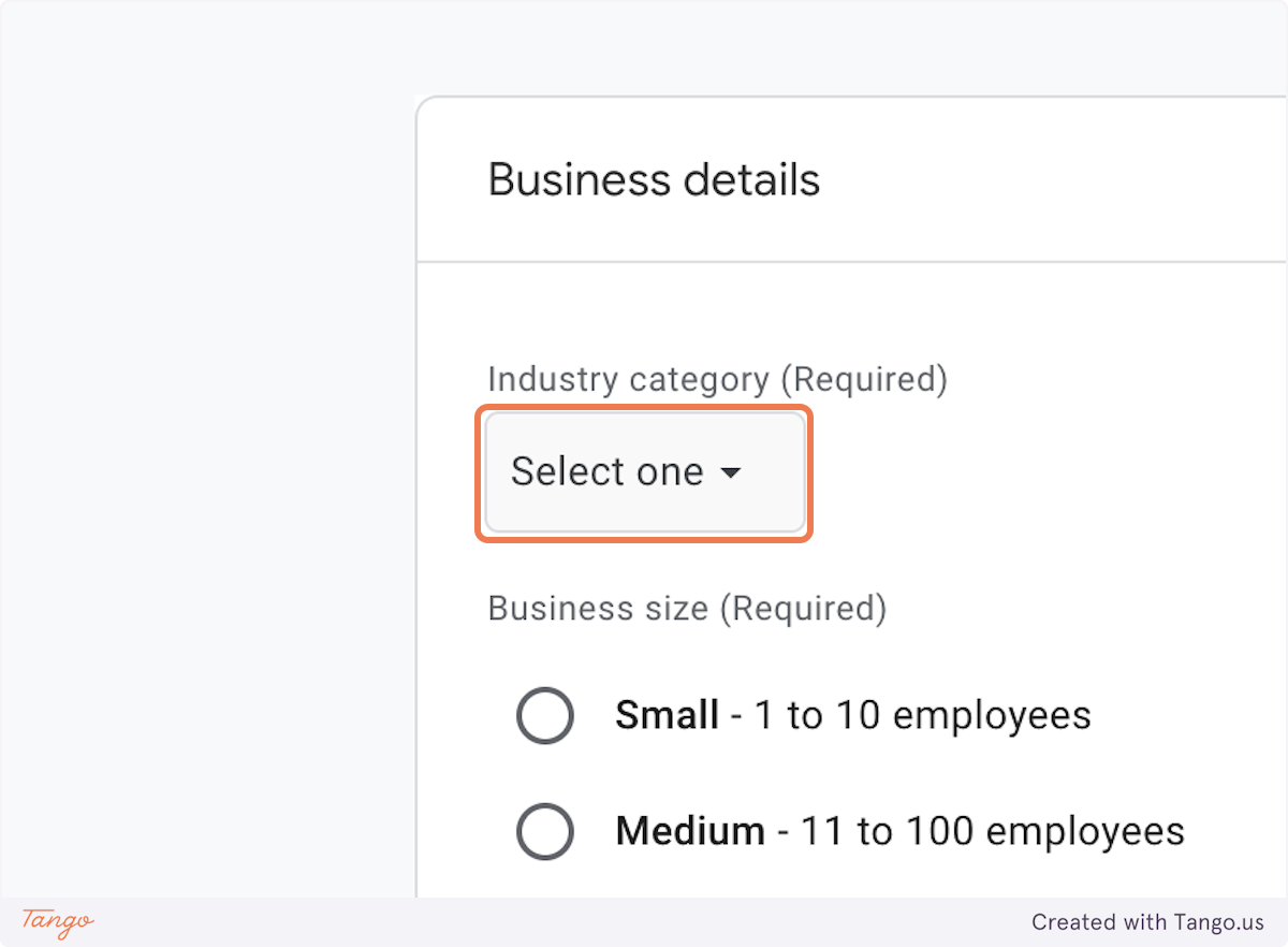 Select your Industry category.