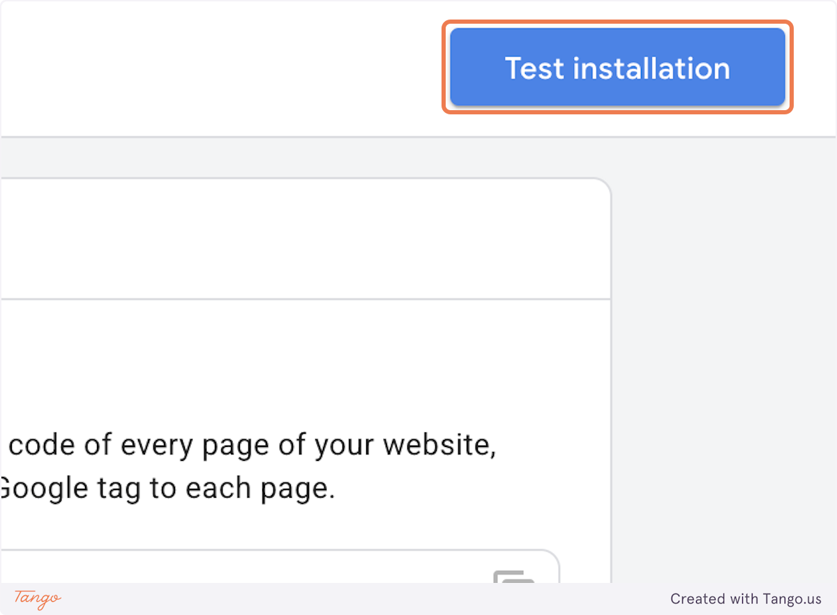 Click on Test installation to make the connection!