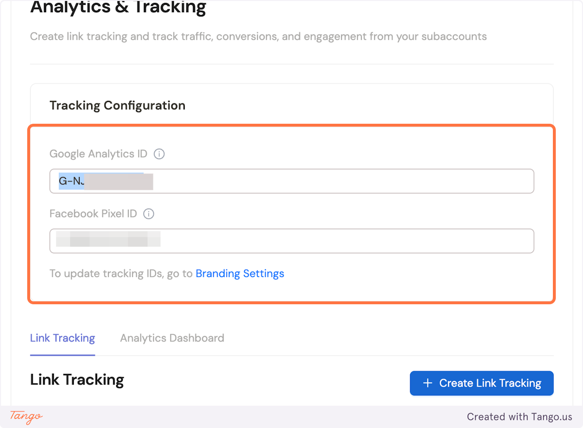 Click on Google Analytics ID…