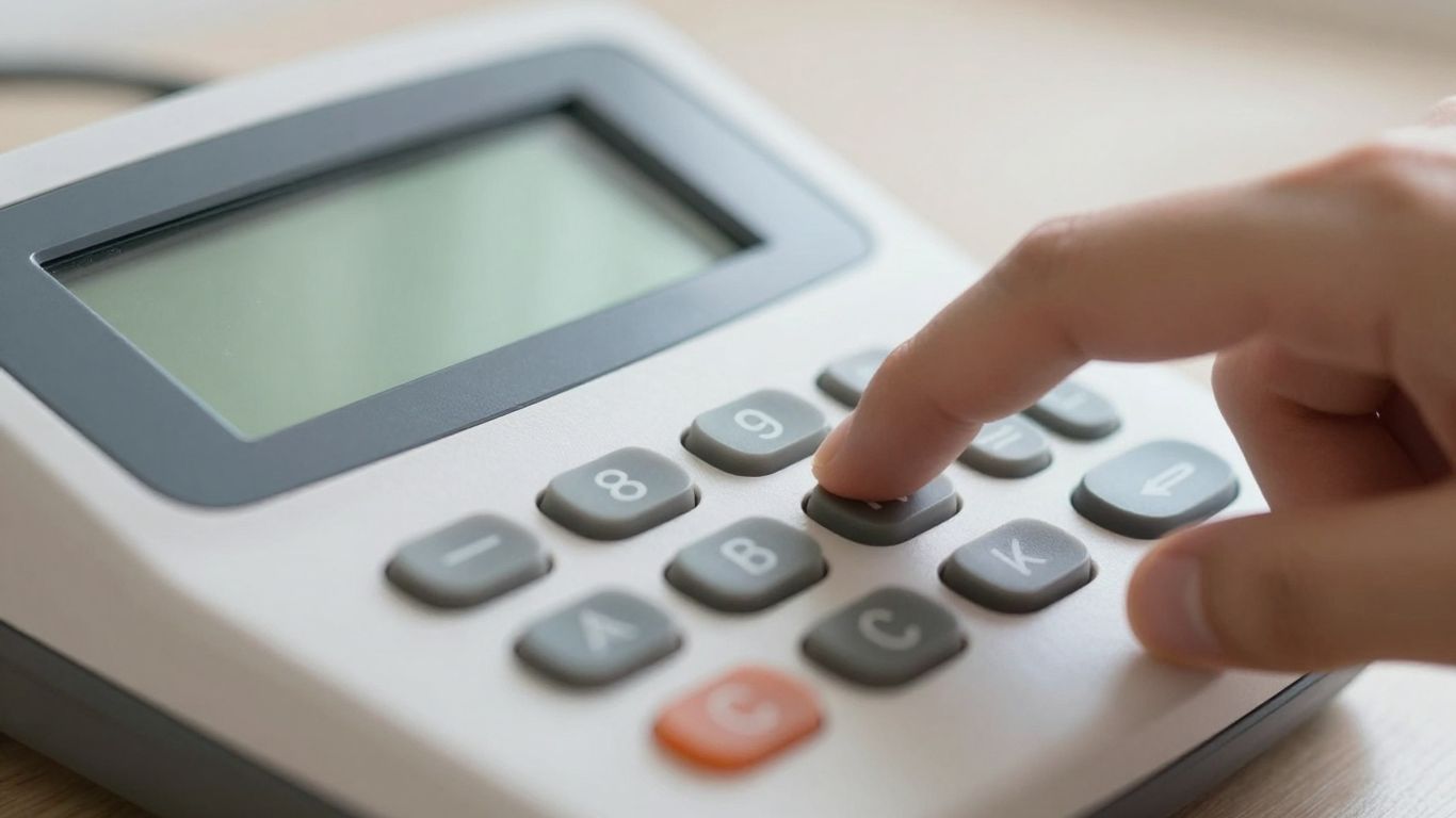Answering machine with a hand interacting with buttons.