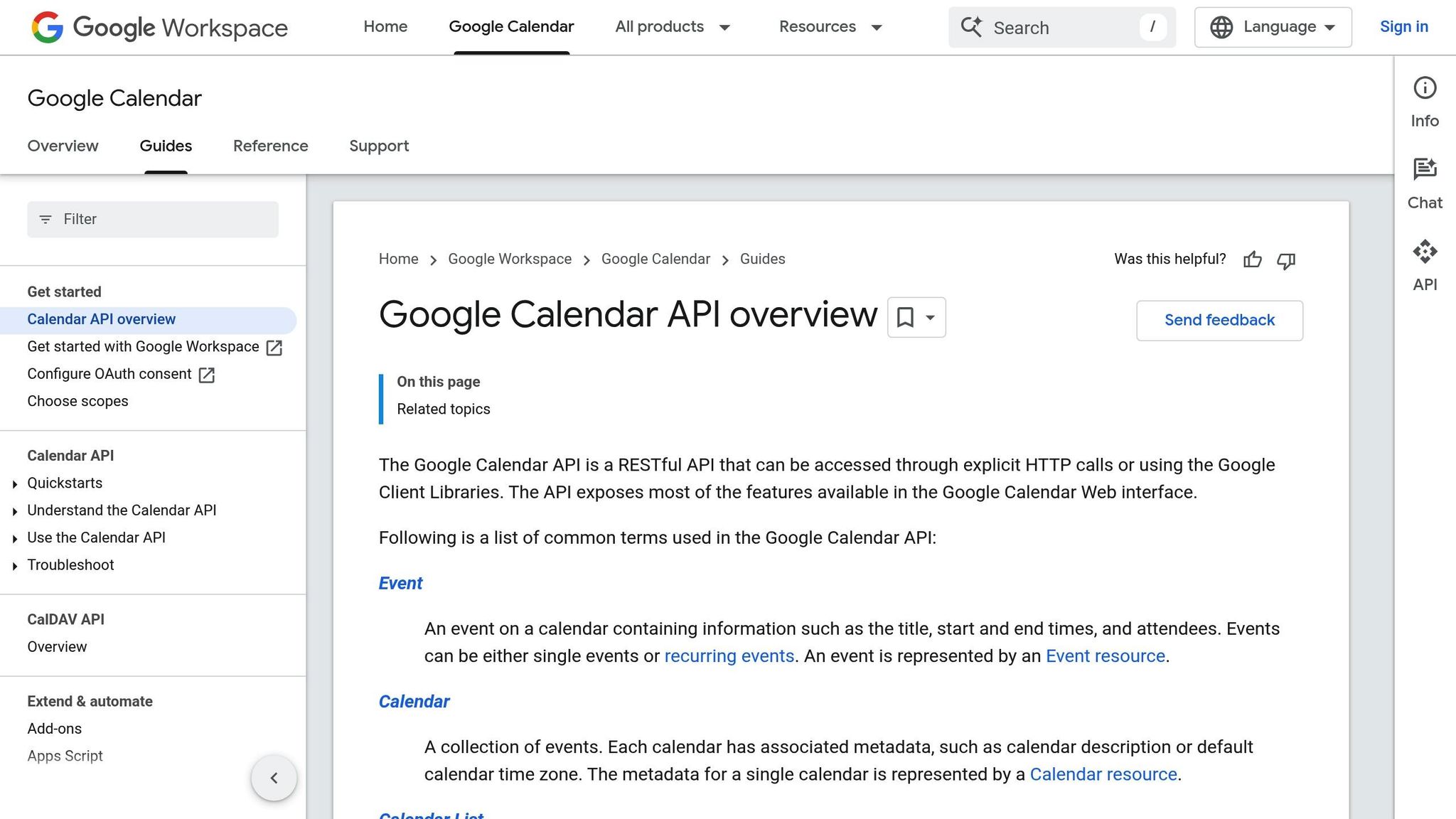 Google Calendar API
