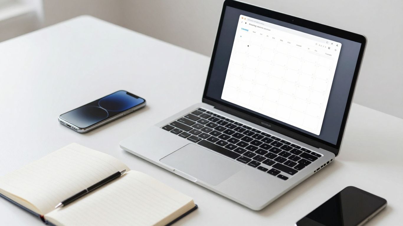 AI appointment scheduler tools on a desk.