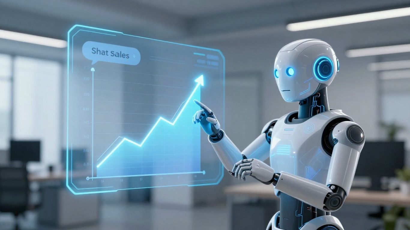 AI chatbot interface interacting with a digital sales chart.