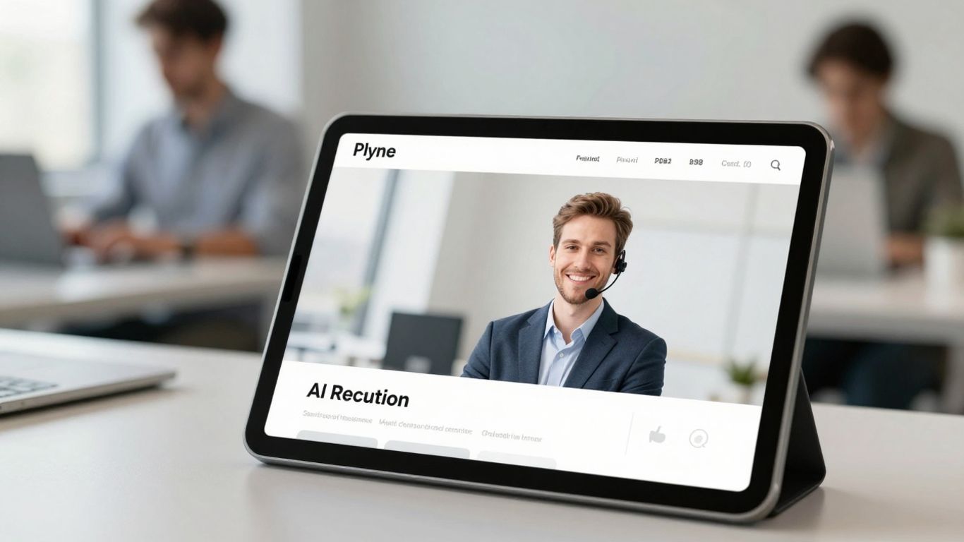 AI receptionist interface on a tablet screen.