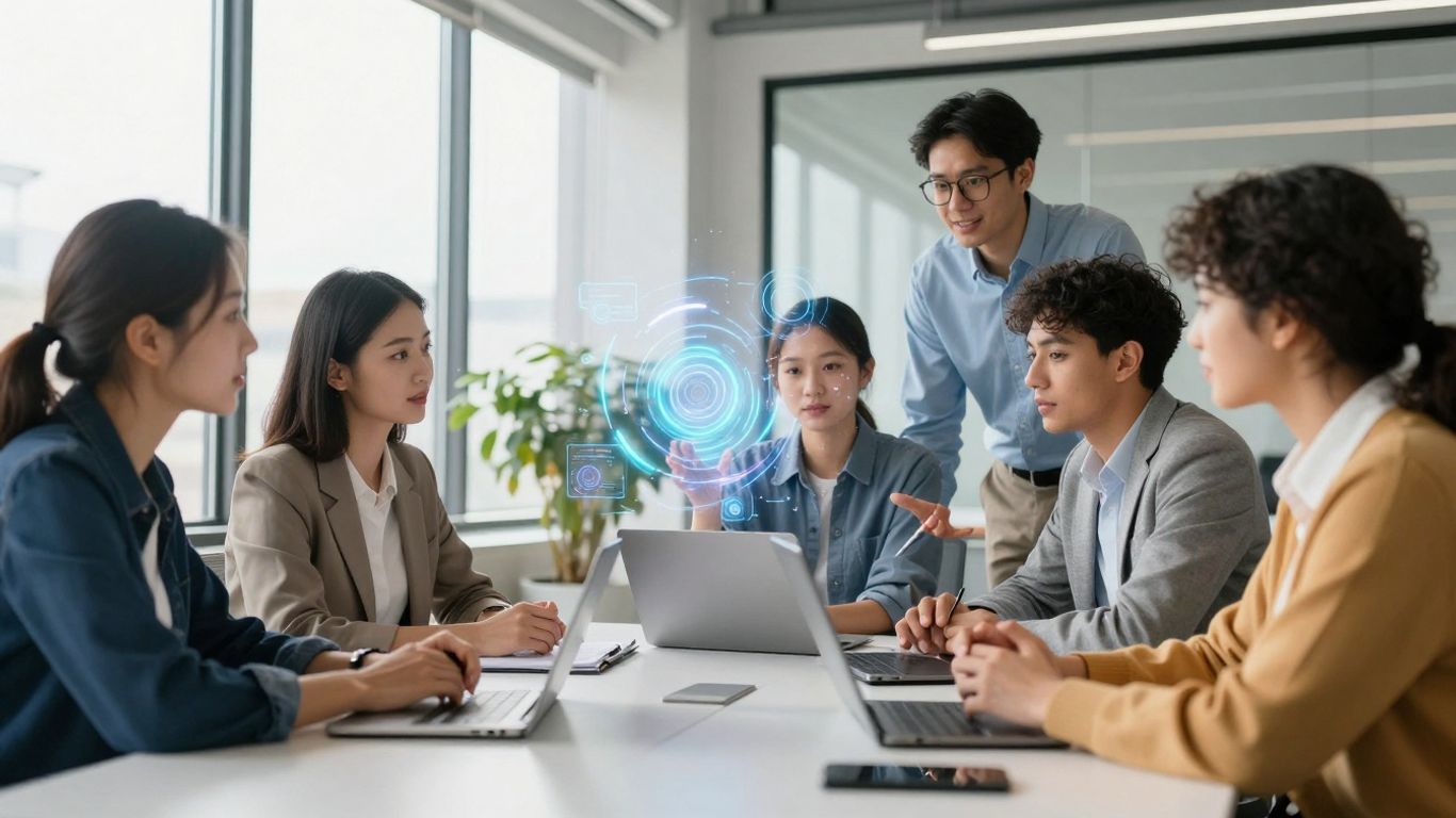 Small business owners using AI automation tools for growth.