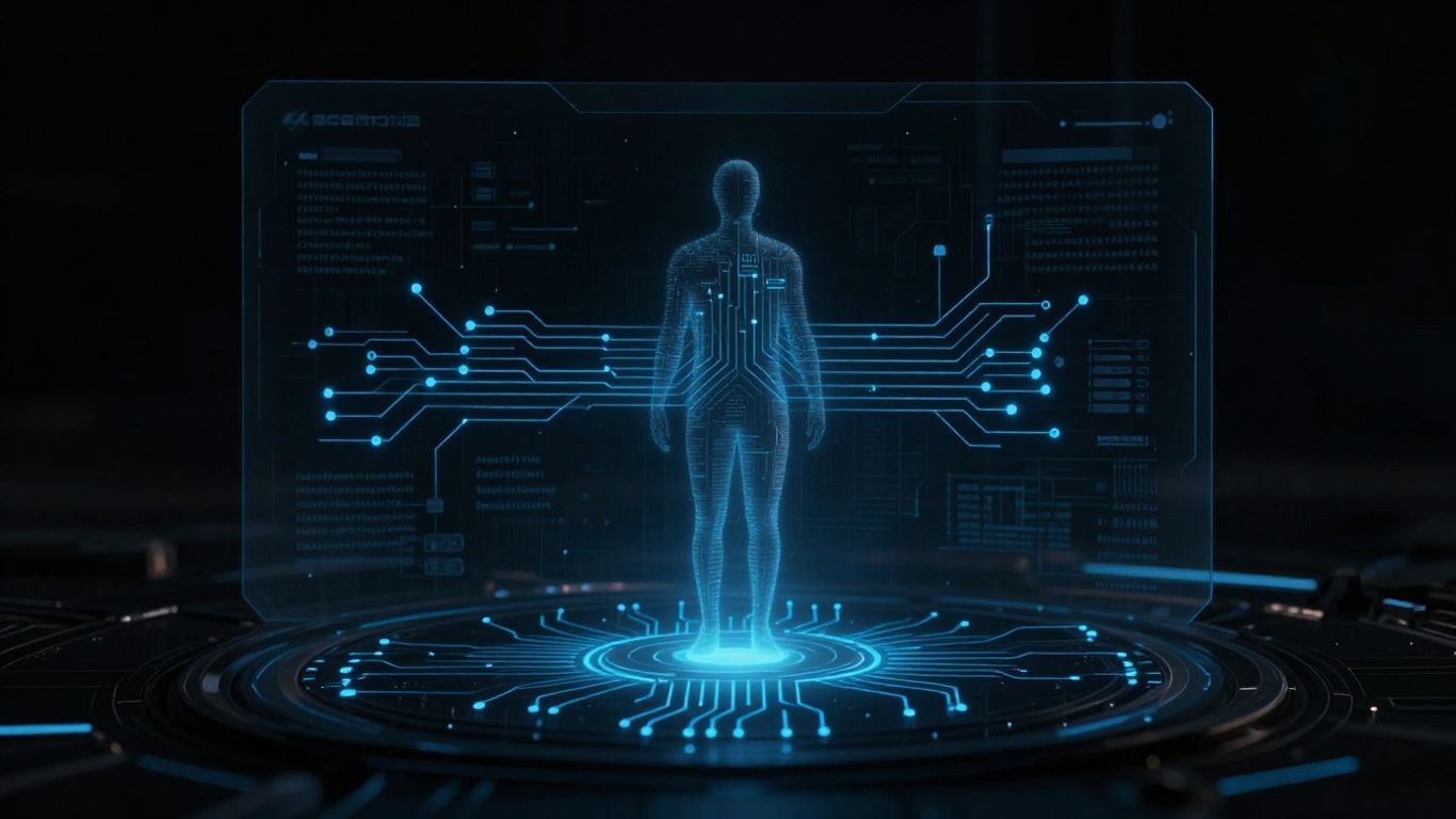 AI assistant interface with holographic projection