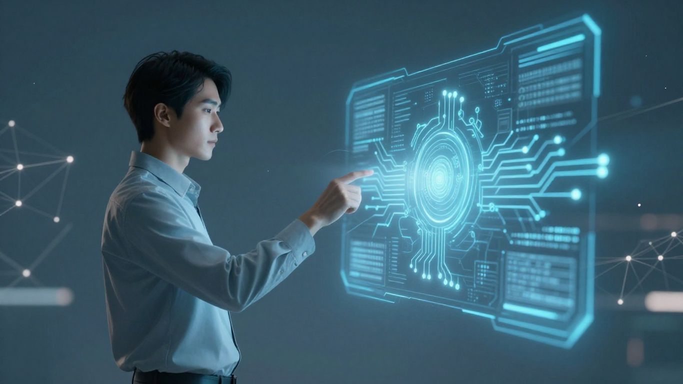 AI calling system interface with human silhouette.