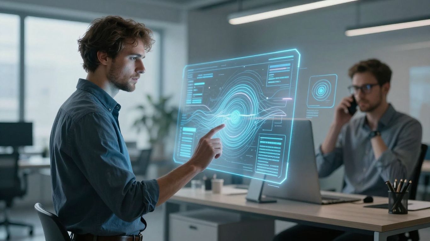 Person using AI for cold calling and outreach.