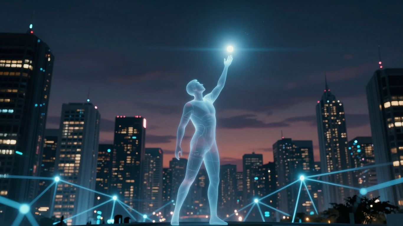 AI connecting with future prospects in a digital world.