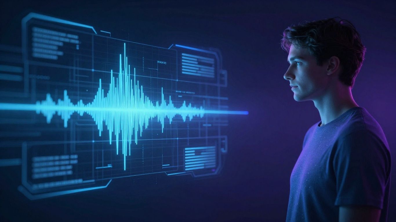 AI calling service interface with soundwaves.