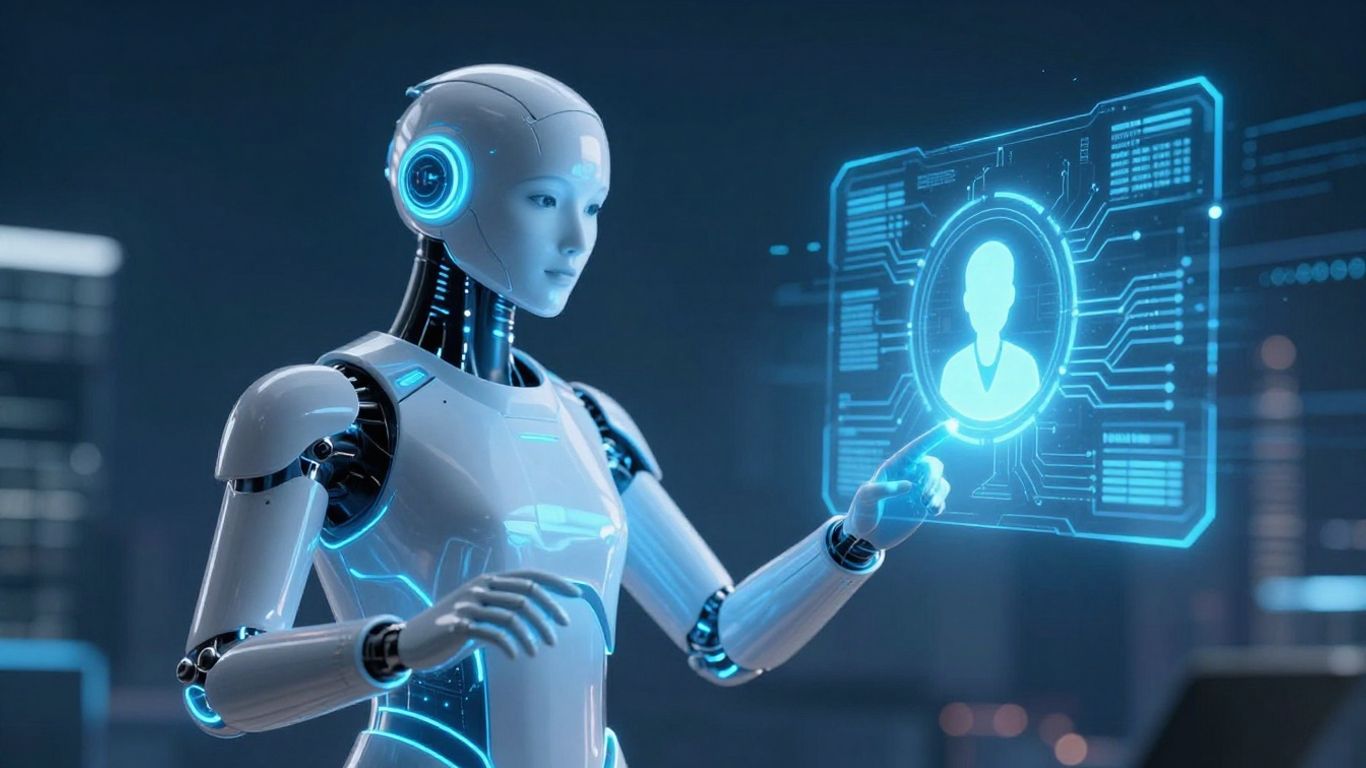 AI agent connecting with a customer hologram for sales outreach.