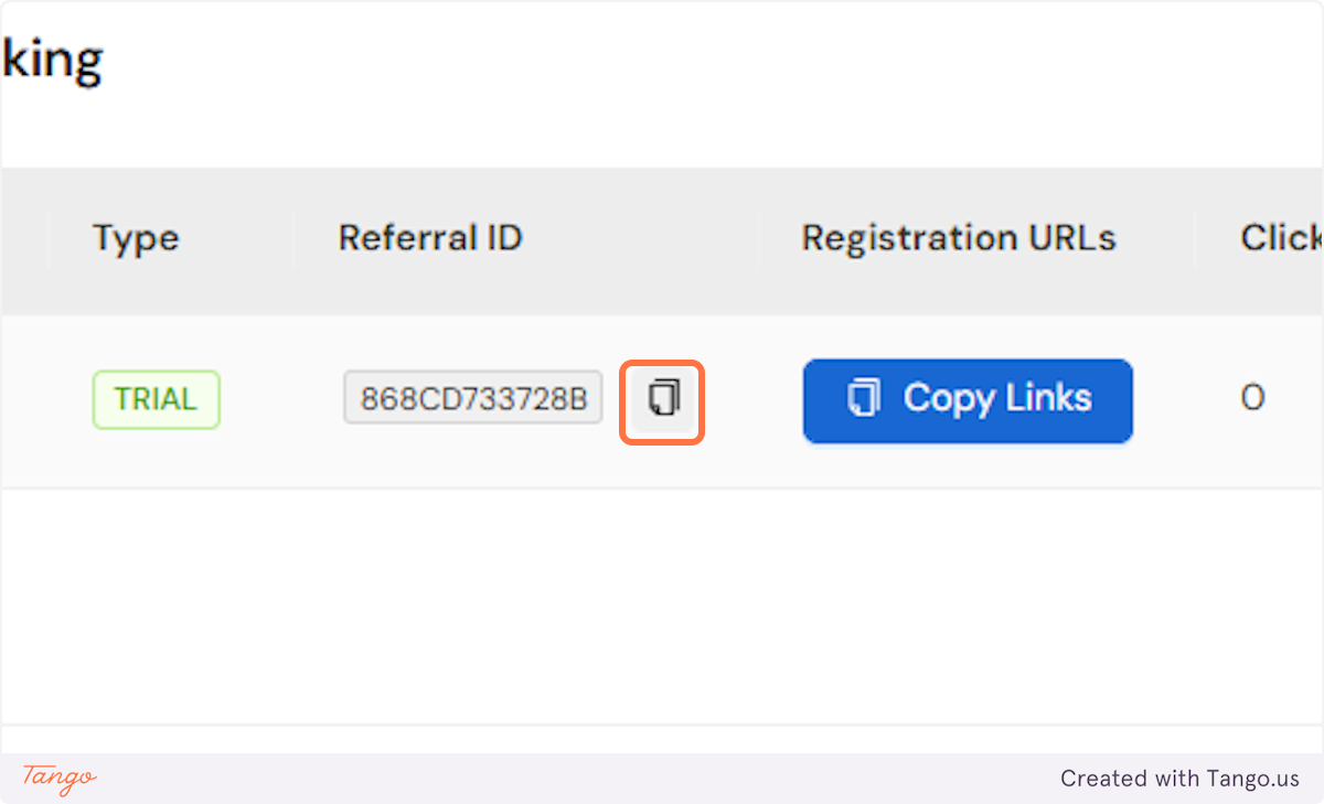 You can always copy the Referral ID. 