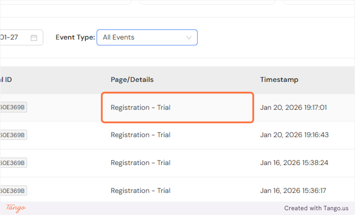 You will be able to see the page that it tracks too.