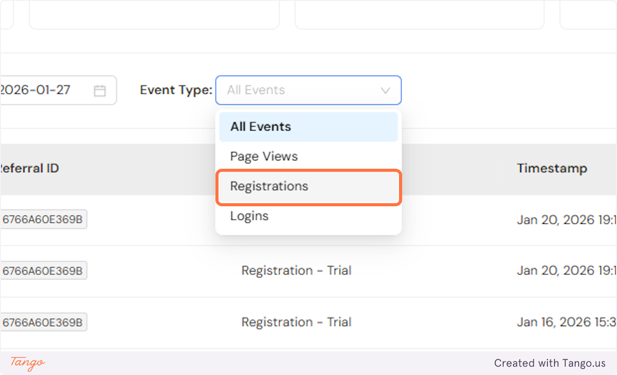 You can also customize the table based on the Event Type.