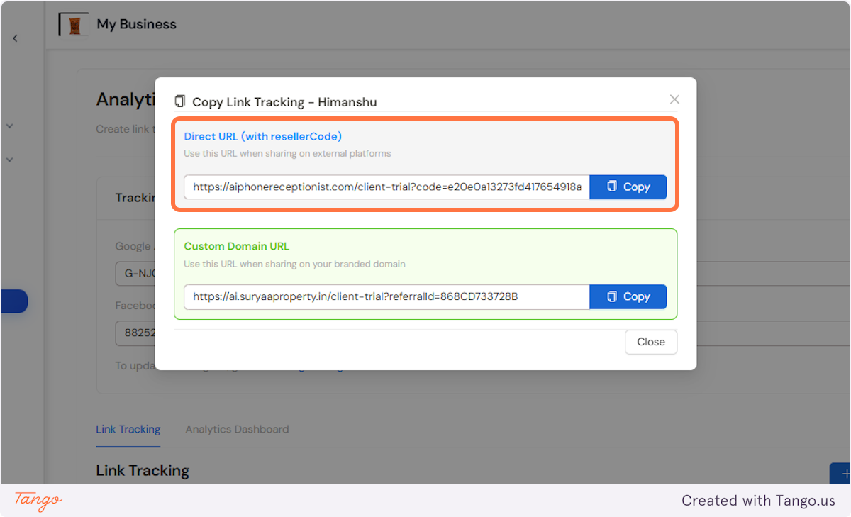 If you are using the IFRAME option, use the Direct URL link.