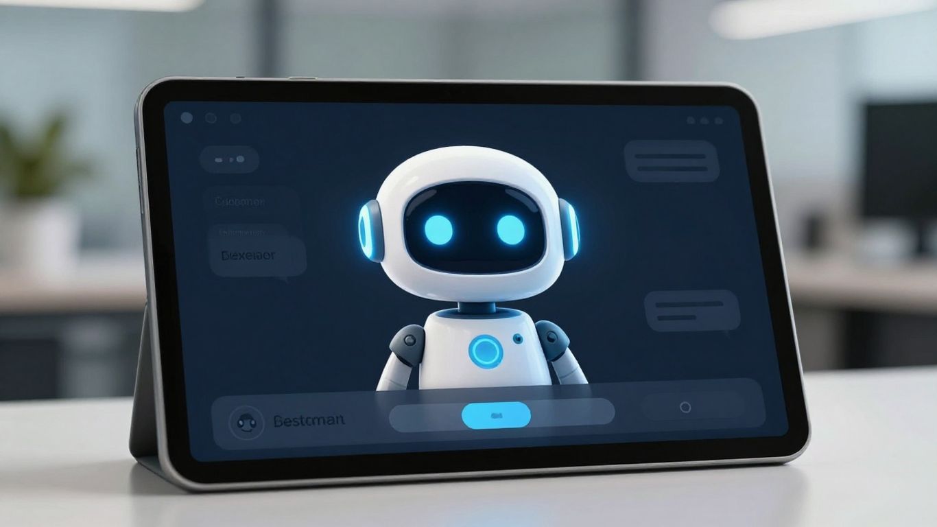 AI chatbot on a tablet assisting customers