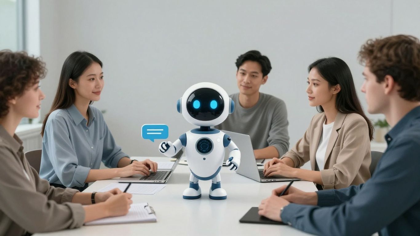 AI virtual assistant helping customers with a smile.