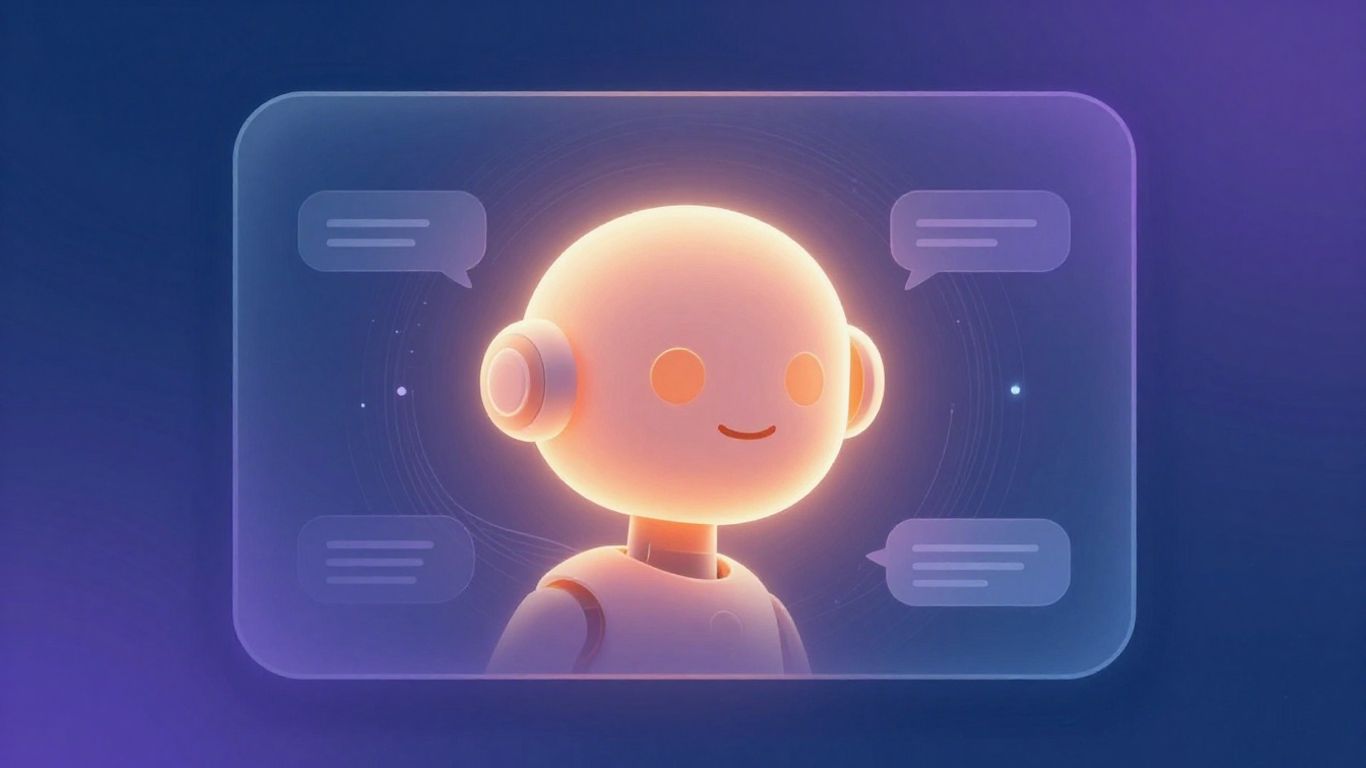 AI chatbot interface with a friendly robot head.