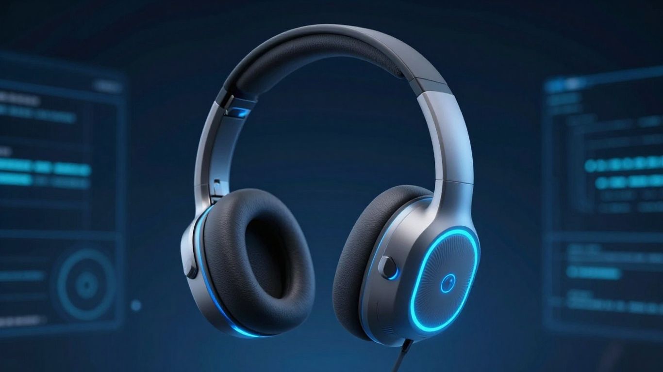 Futuristic AI headset for customer service