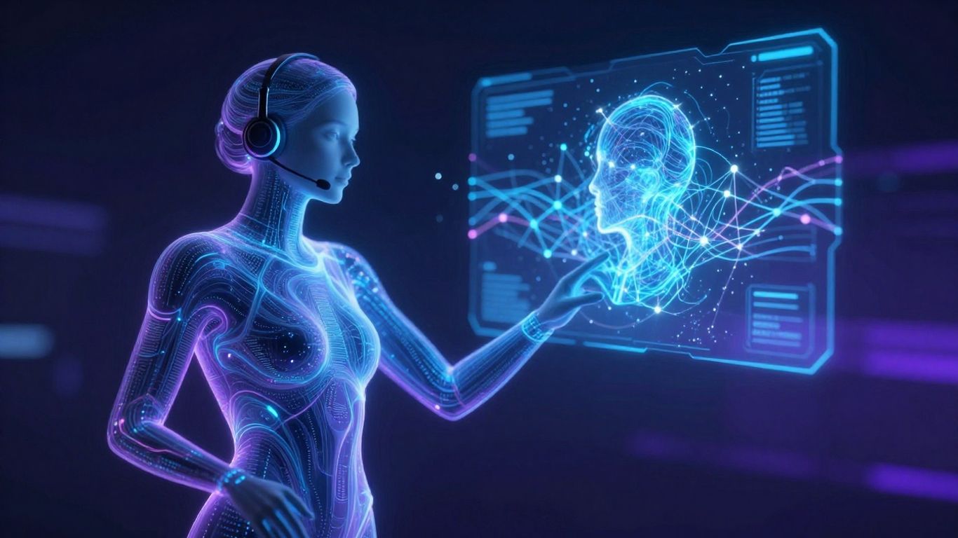 Generative AI transforming customer service with futuristic technology.