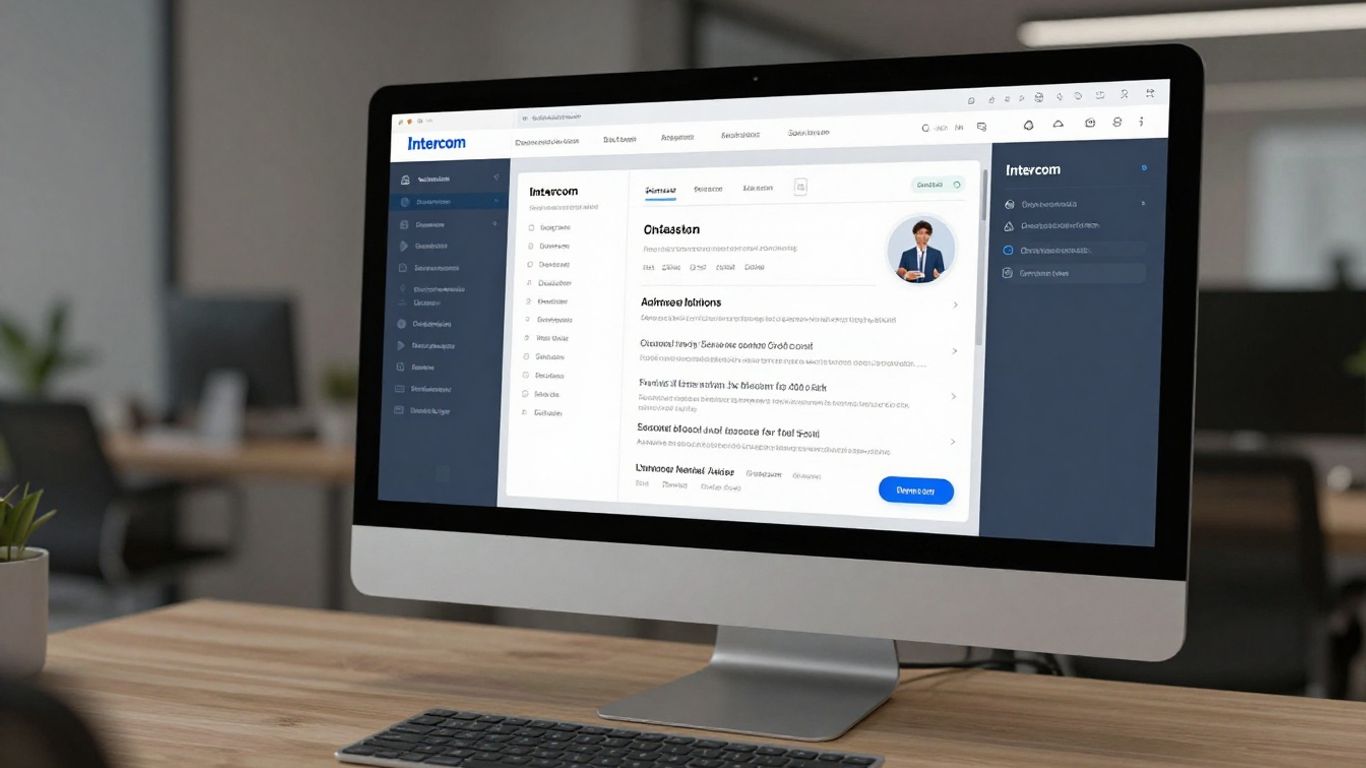Intercom customer service software interface on a monitor.