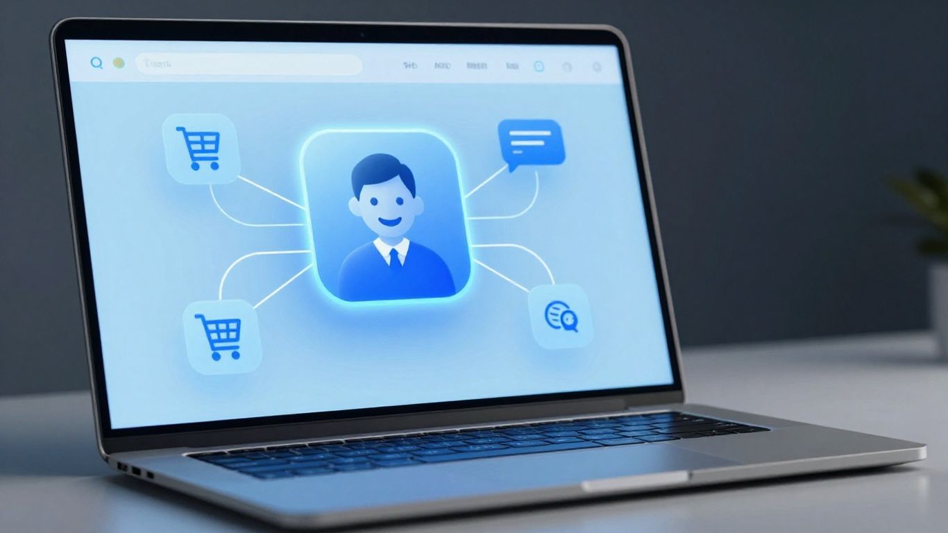 AI chatbot on laptop screen assisting business