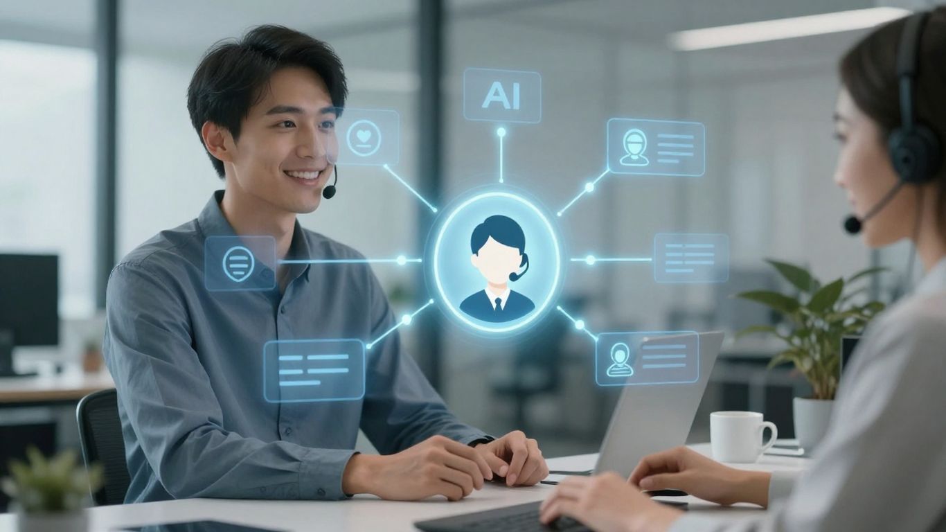 AI chatbot assisting customer service representative