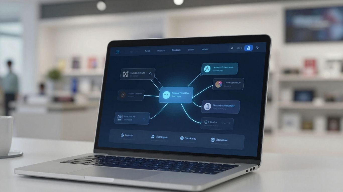 AI chatbot platform interface on laptop screen