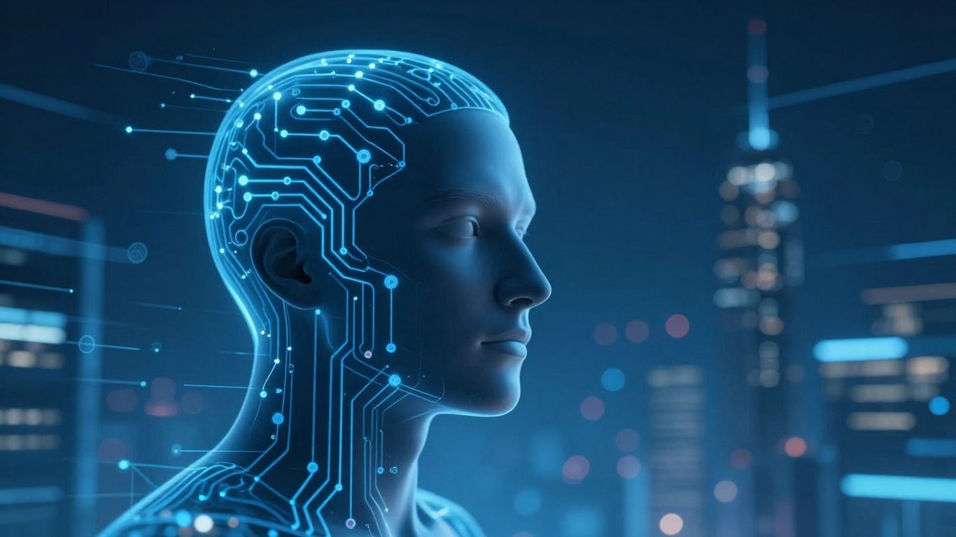 AI brain processing customer service requests at lightning speed.