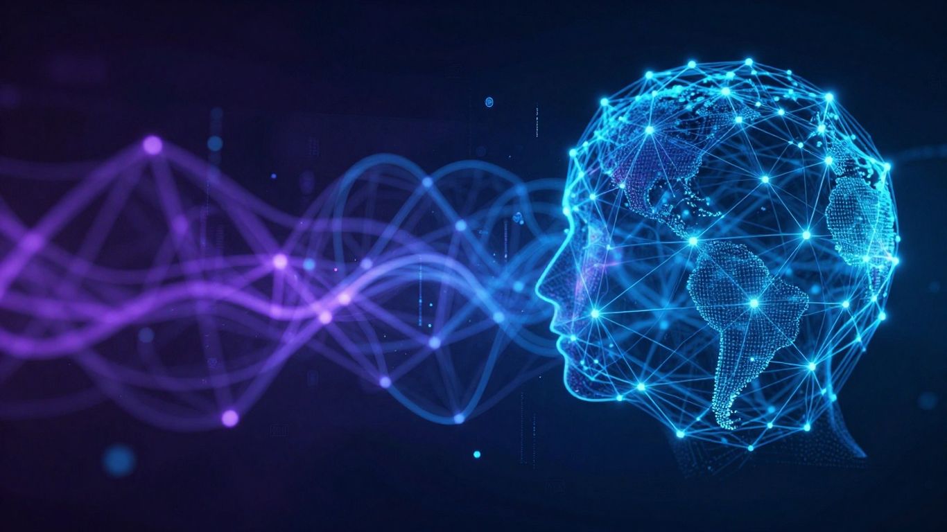 AI neural network connecting global customer service.