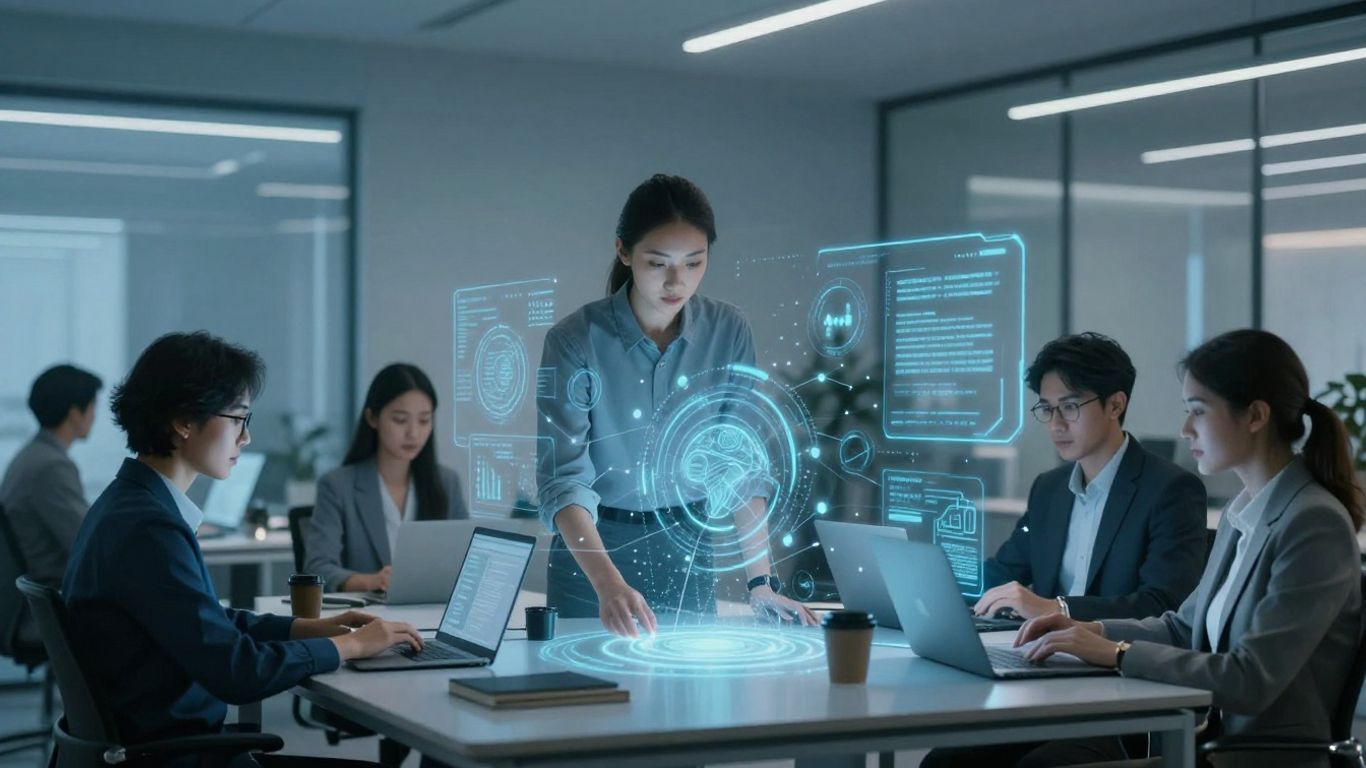 Customer service agents using AI tools for better interactions.