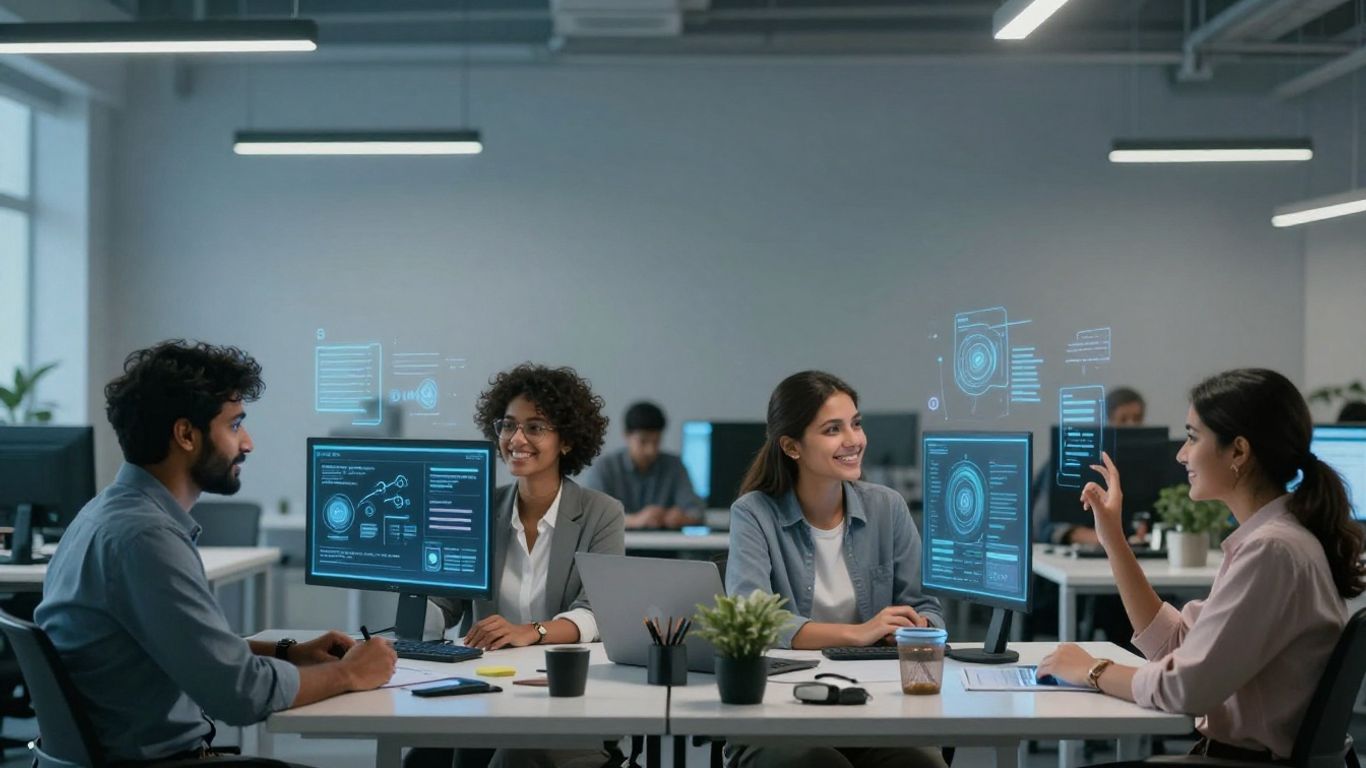 AI enhancing customer service interactions in a modern setting.