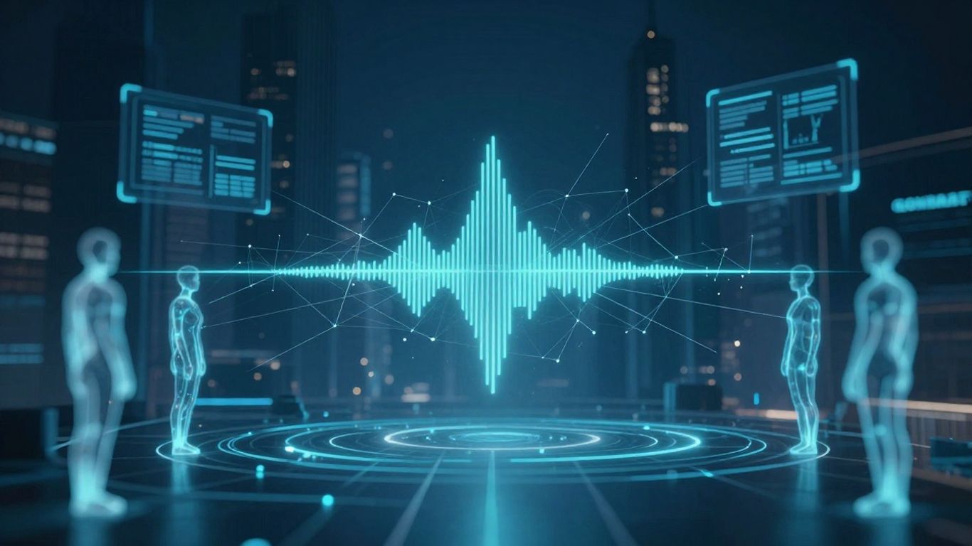 AI voice technology connecting people and data.