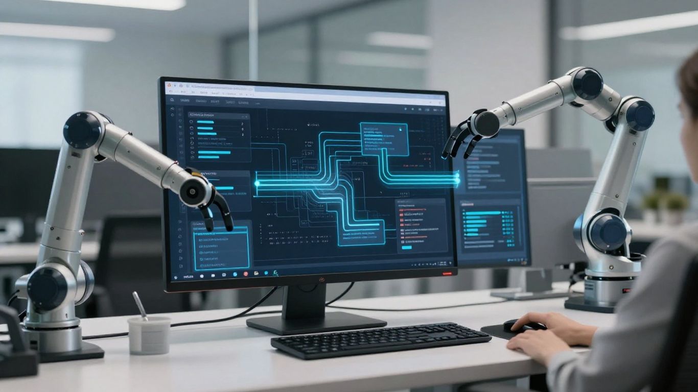 AI automating customer service workflows with Zapier integration.