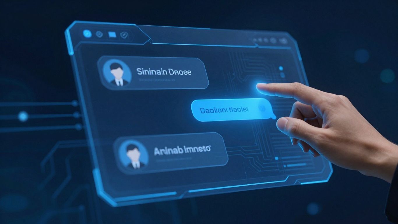 AI chatbot assisting a customer with glowing interface.