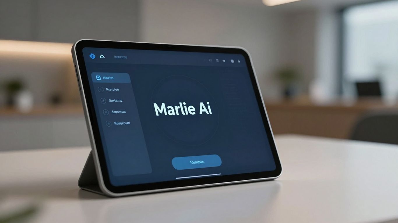 Marlie Ai AI receptionist interface on a tablet.