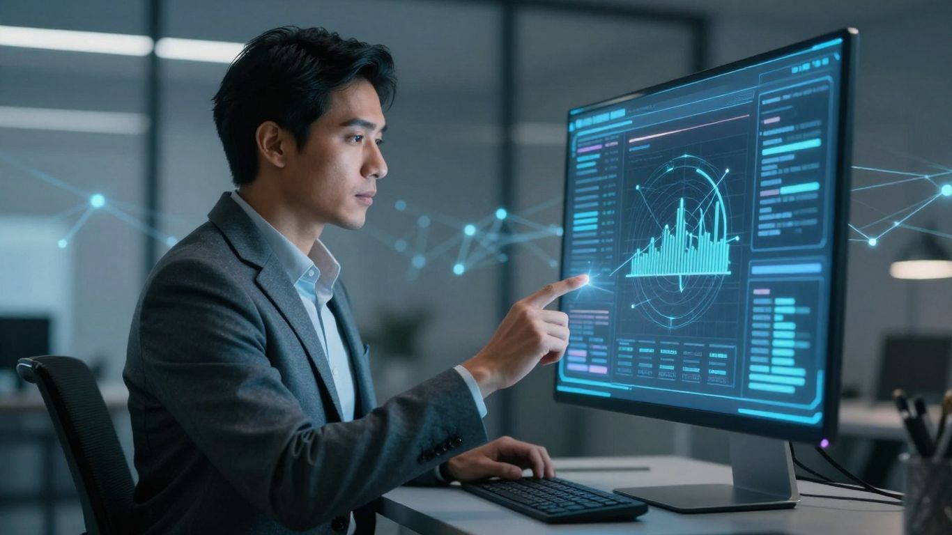 Regie.ai logo with abstract data streams and CRM integration.