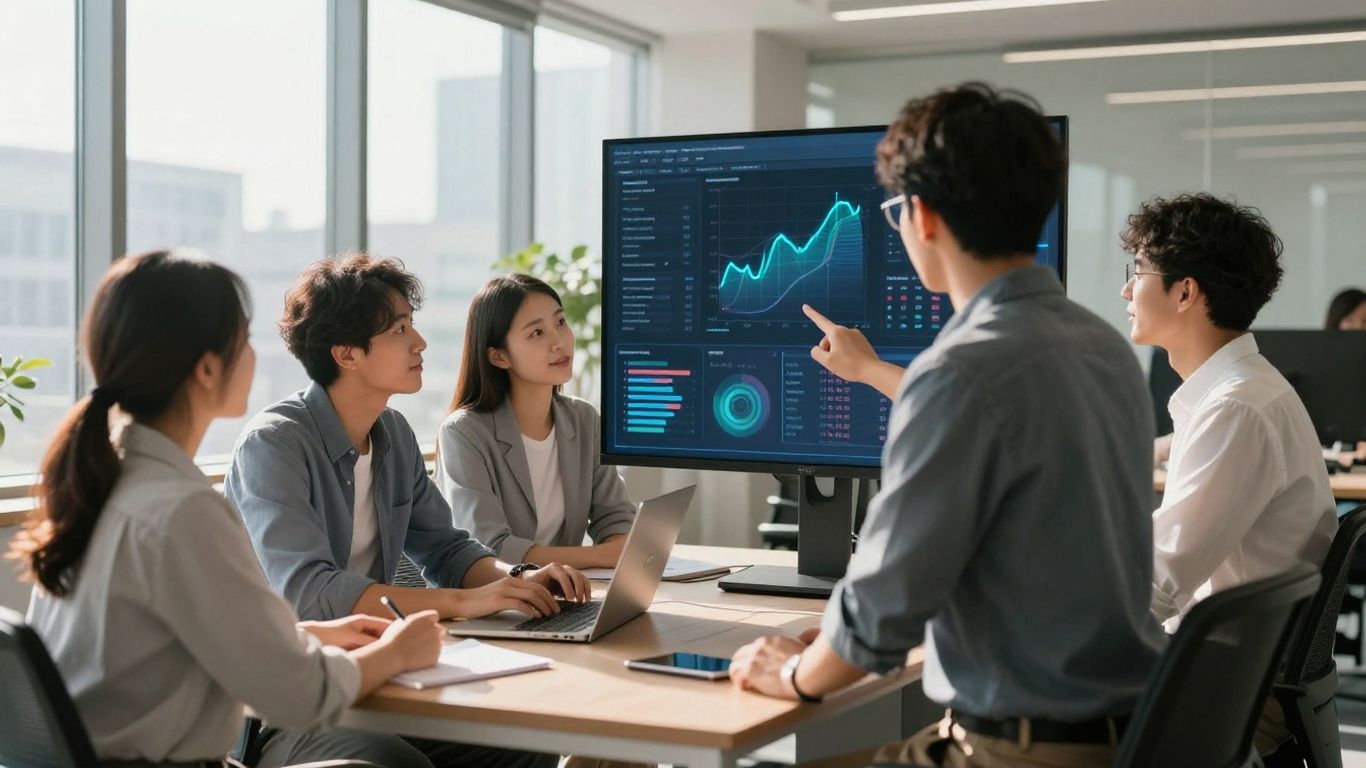 Team using advanced CRM software with AI integration.