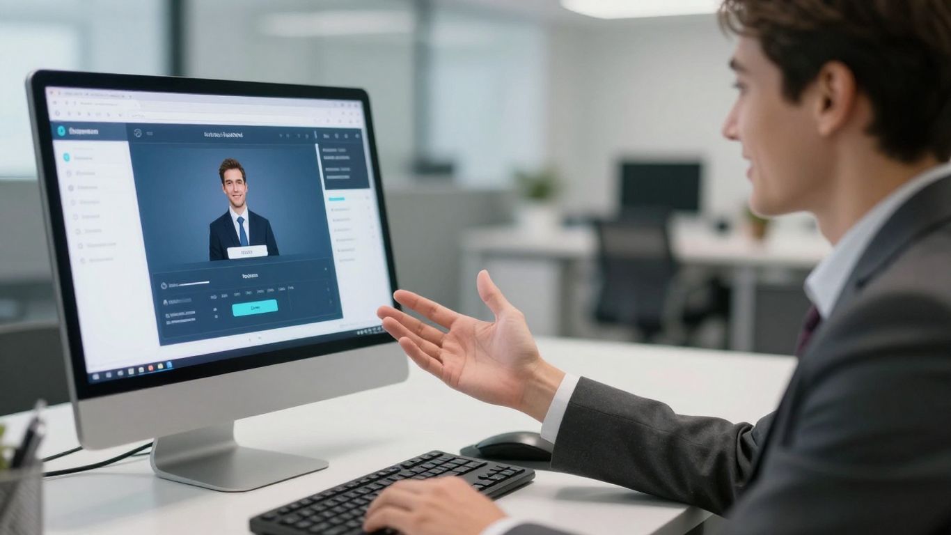 Lawyer using virtual receptionist technology for client communication.