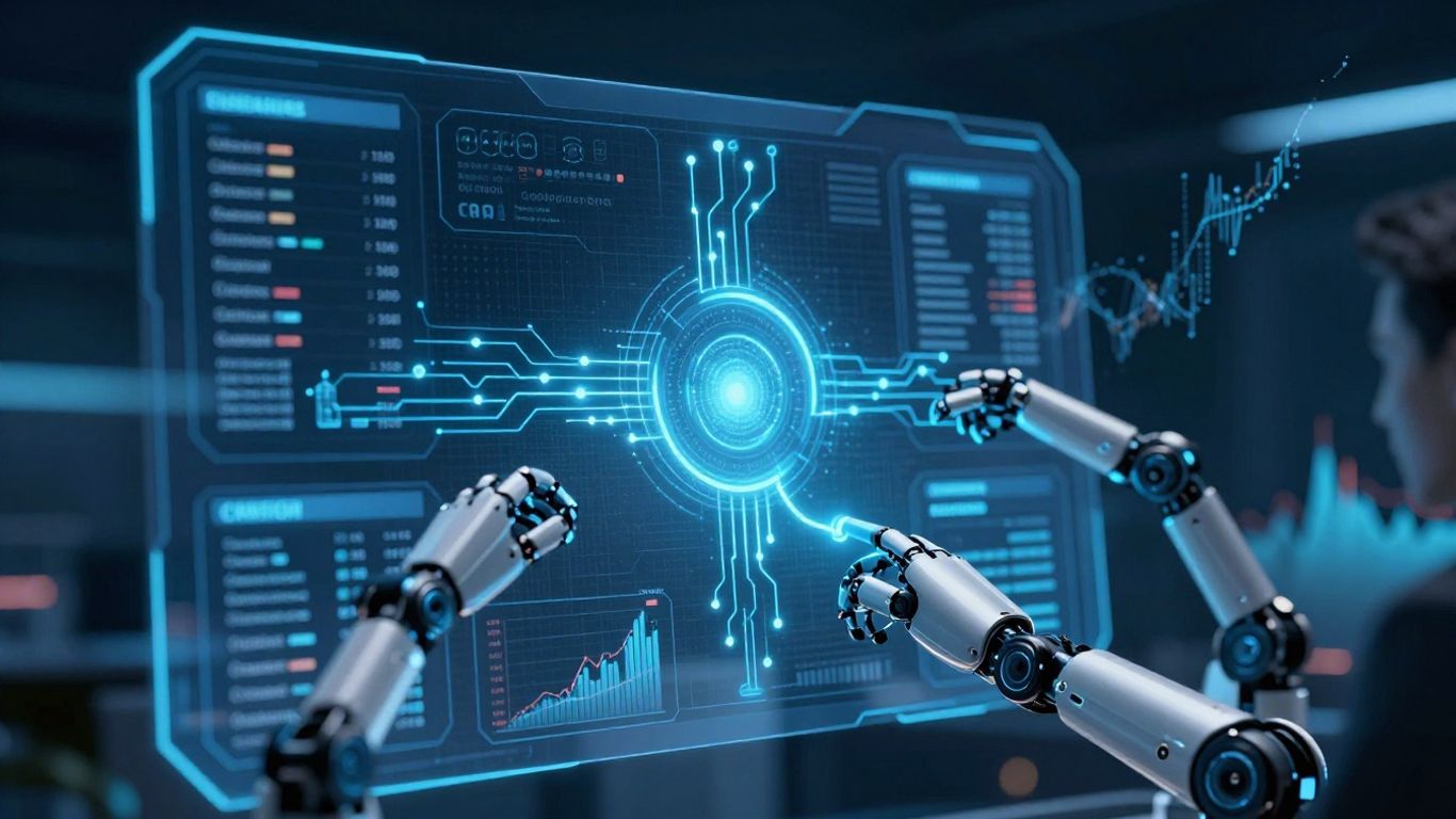 AI sales automation CRM integration with glowing circuits.