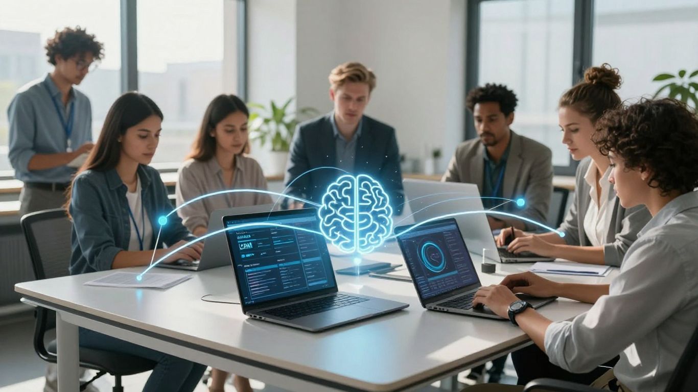 AI and CRM integration in a business setting.