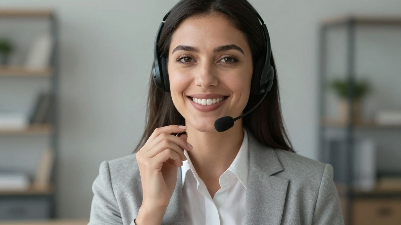 Virtual receptionist assisting with real estate business calls.