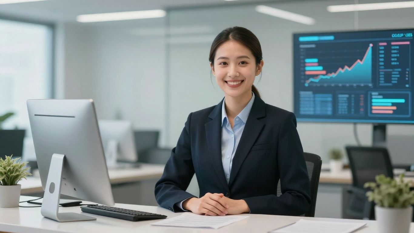 Receptionist managing calls with AI assistance for business growth.