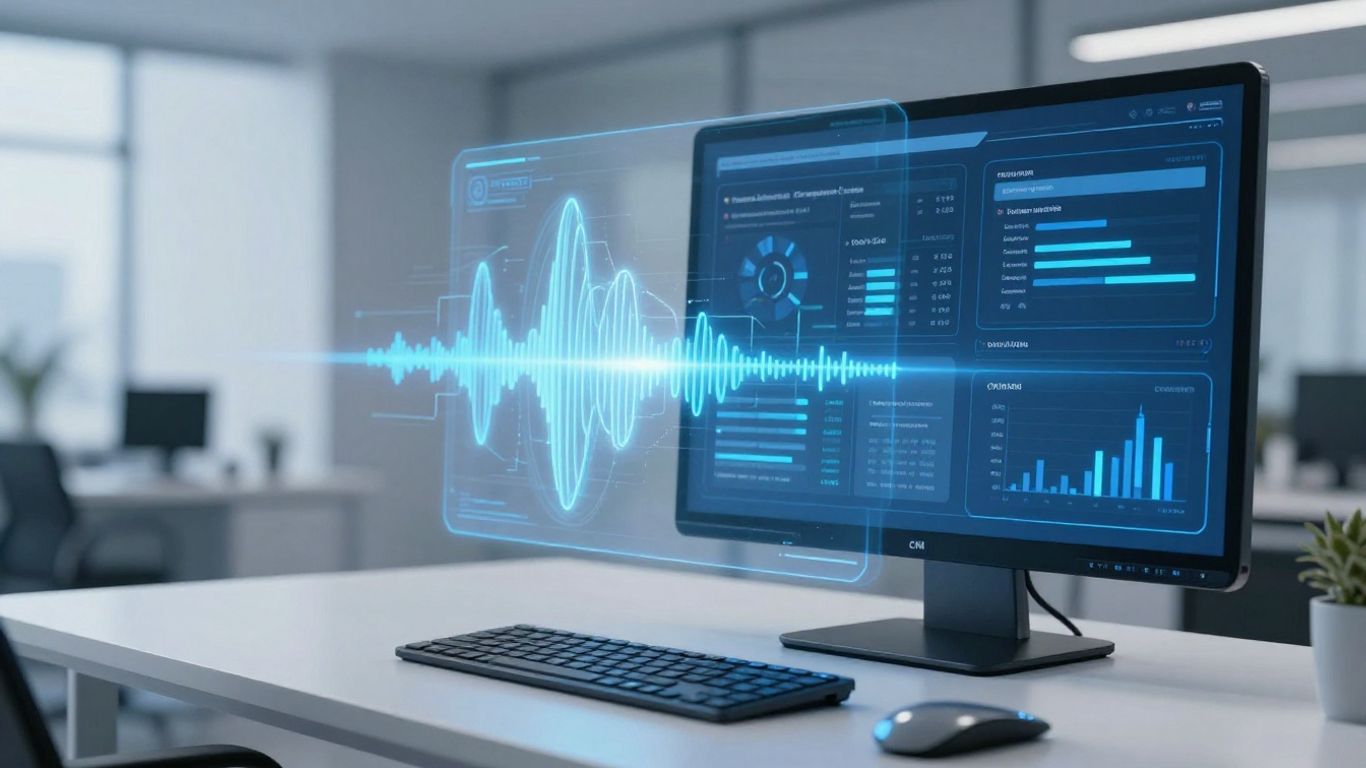 PolyAI voice assistant interface with CRM data visualization.