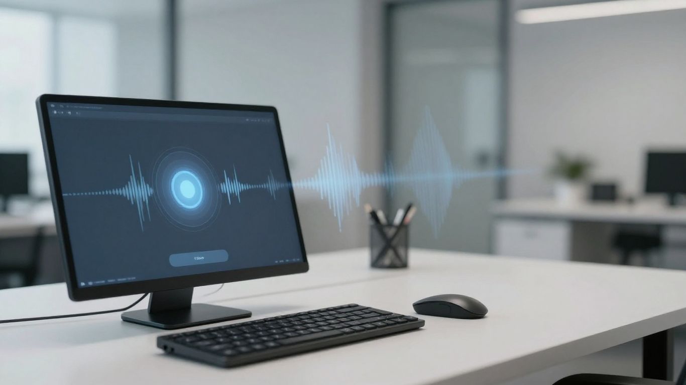 Talkdesk AI voice assistant interface on a computer screen.