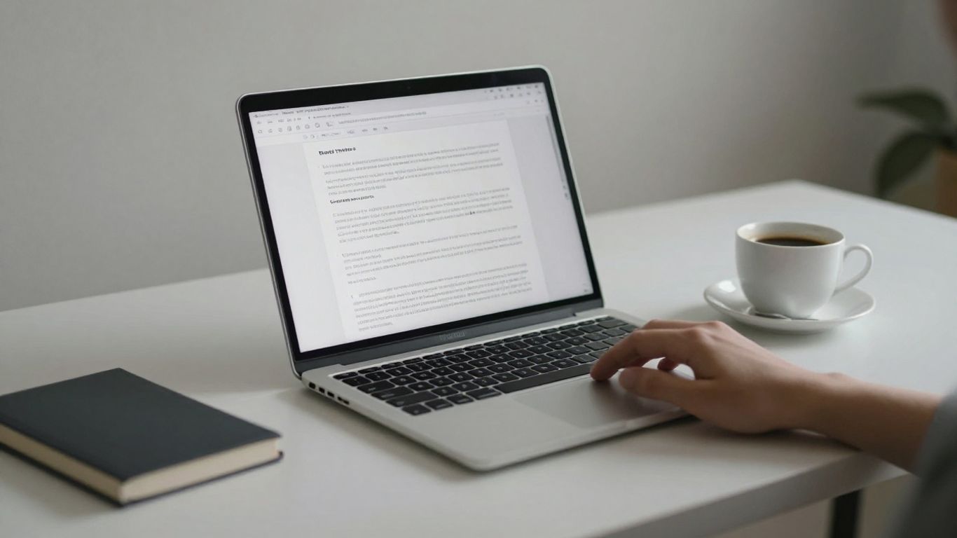 Laptop with Grammarly interface on a desk.