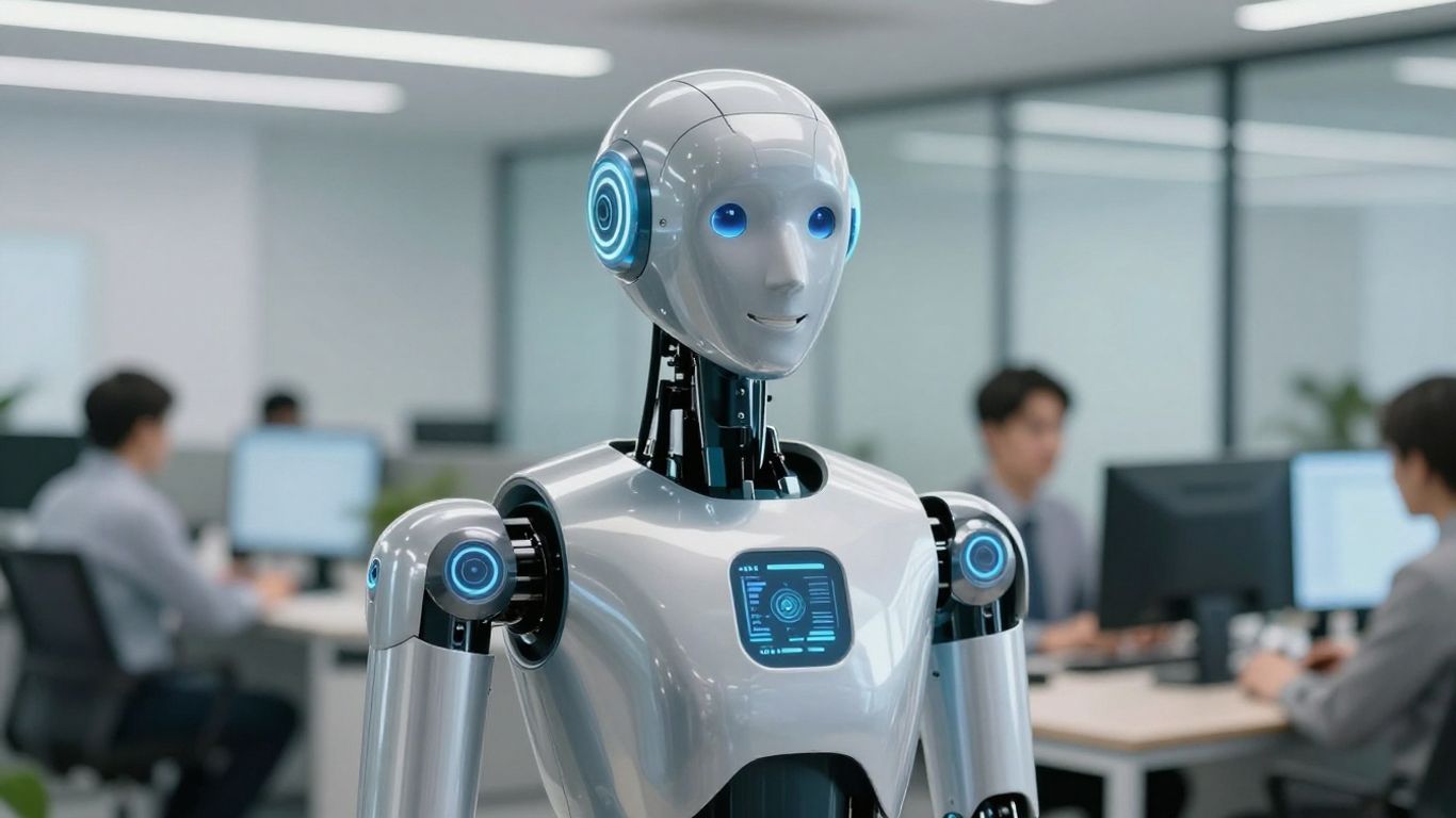 AI receptionist assisting in an insurance agency office.